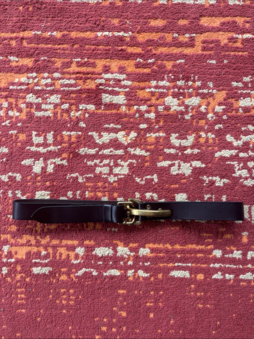 Vintage Brown Leather Belt with Unique Gold Fixture